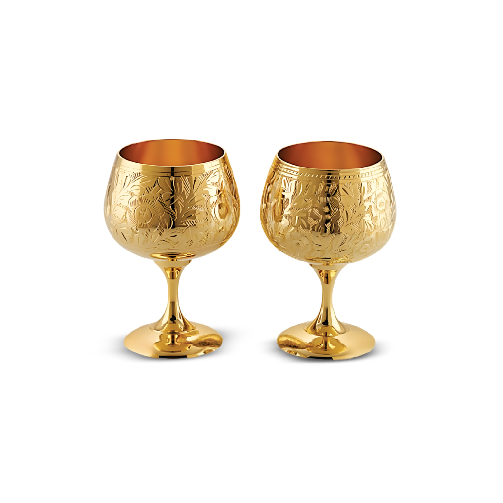 24K Gold Plated Wine Glass Set of 2 Pcs