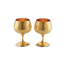 24K Gold Plated Wine Glass Set of 2 Pcs