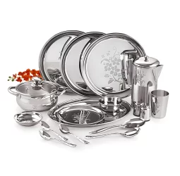 Neelam Stainless Steel Dinner Set (Laser Etching) 55 Pcs Set