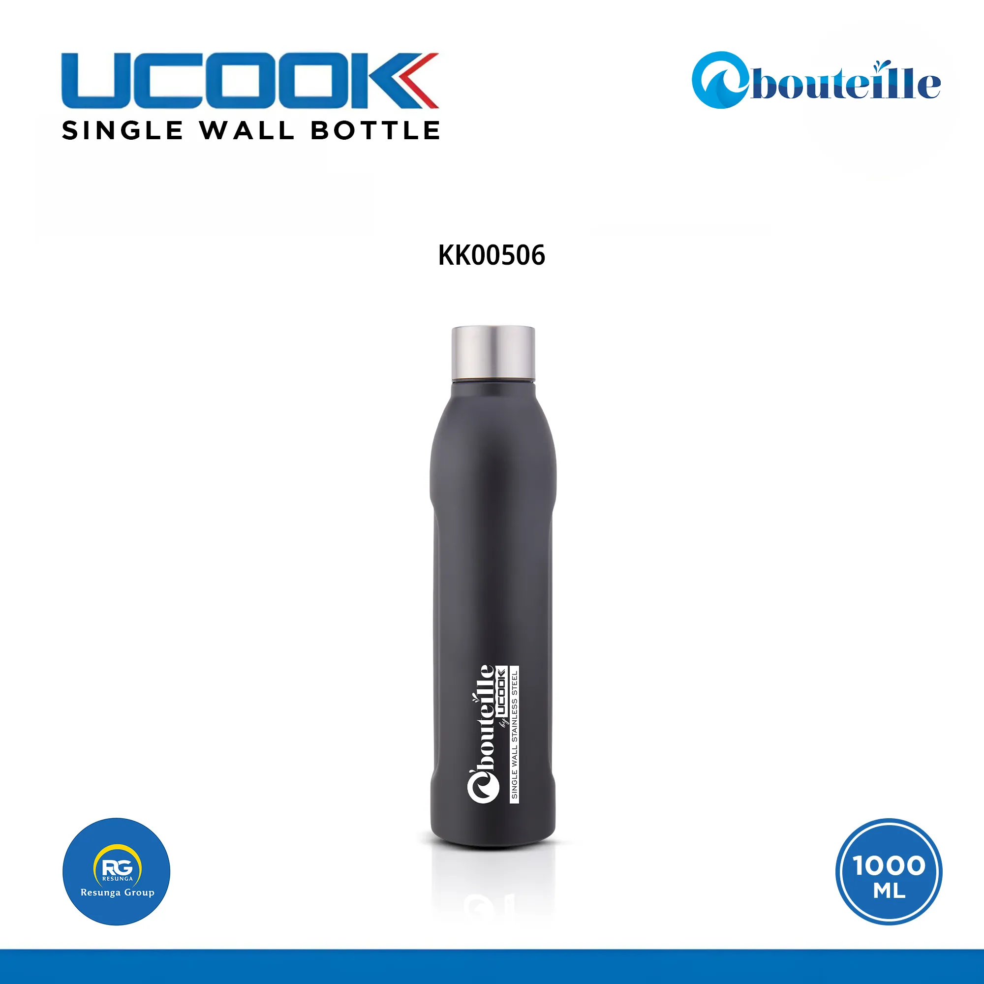 Stainless Steel Single Wall Water Bottle 1000ml (KK00506)