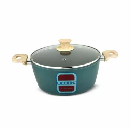 Ucook NS Forged Pro-X Casserole with Glass Lid Teal Blue Gold Spatter 240mm