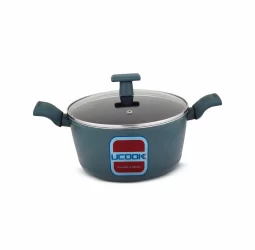 Ucook NS Forged Pro Casserole with Glass Lid Teal Blue Soft Touch Handle 240mm