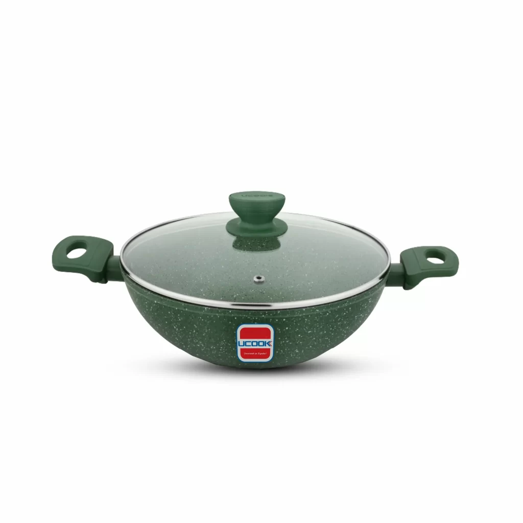 Ucook NS Forged Pro-X1 Kadhai with Glass Lid Spatter Green 260mm