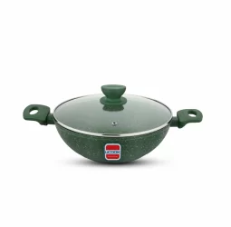 Ucook NS Forged Pro-X1 Kadhai with Glass Lid Spatter Green 260mm