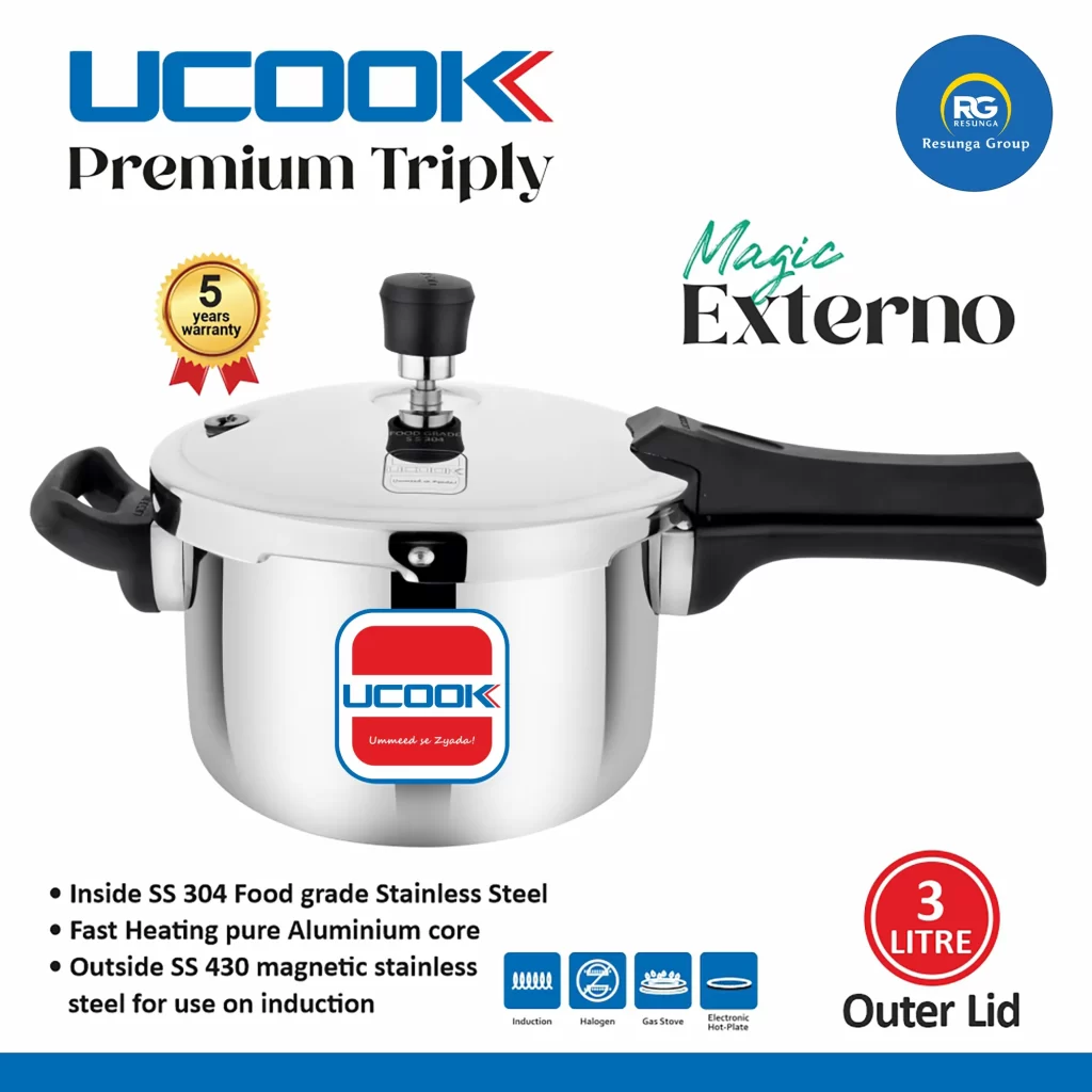 Ucook Triply Magic Externo Outer Lid Cooker 3Ltr