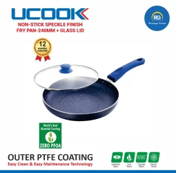 Ucook Non-Stick Speckle Finish Fry Pan with Glass Lid 240mm