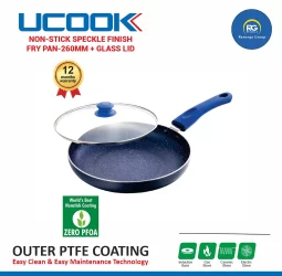 Ucook Non-Stick Speckle Finish Fry Pan with Glass Lid 260mm