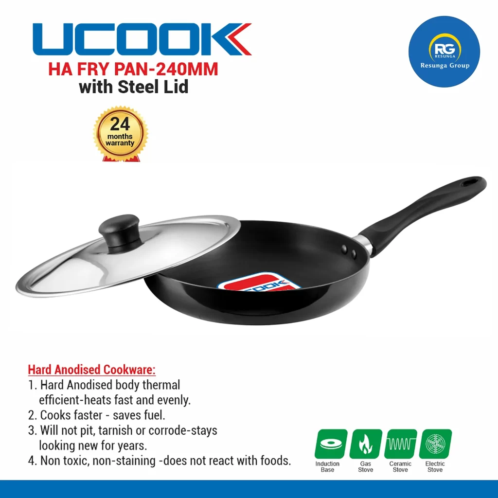 Ucook HA Fry Pan with Steel Lid 240mm