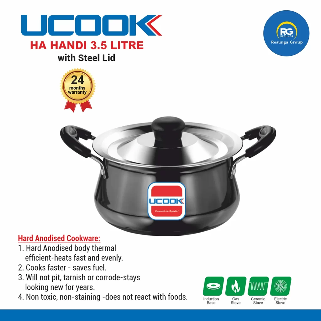 Ucook HA Handi with Stainless Steel Lid 3.5Ltr