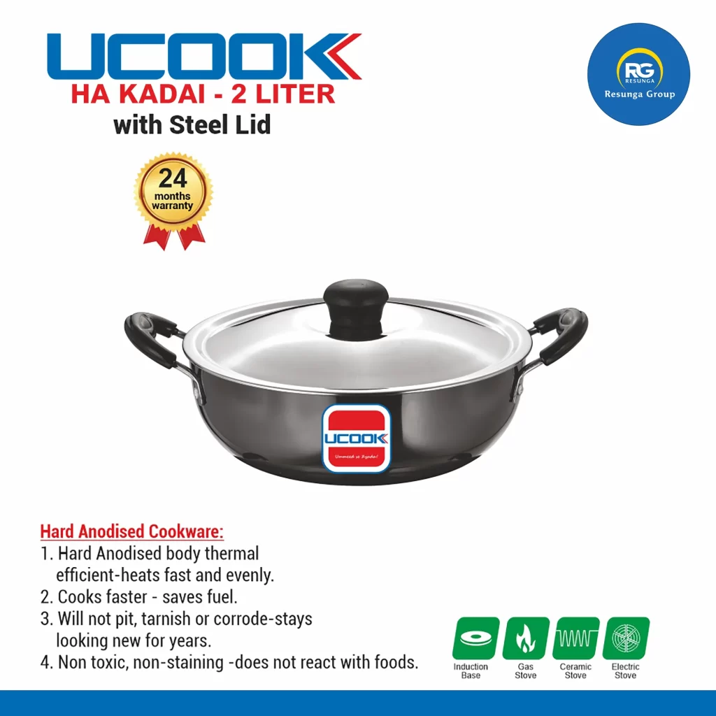 Ucook HA Kadai with Stainless Steel Lid 2Ltr