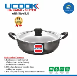 Ucook HA Kadai with Stainless Steel Lid 6Ltr