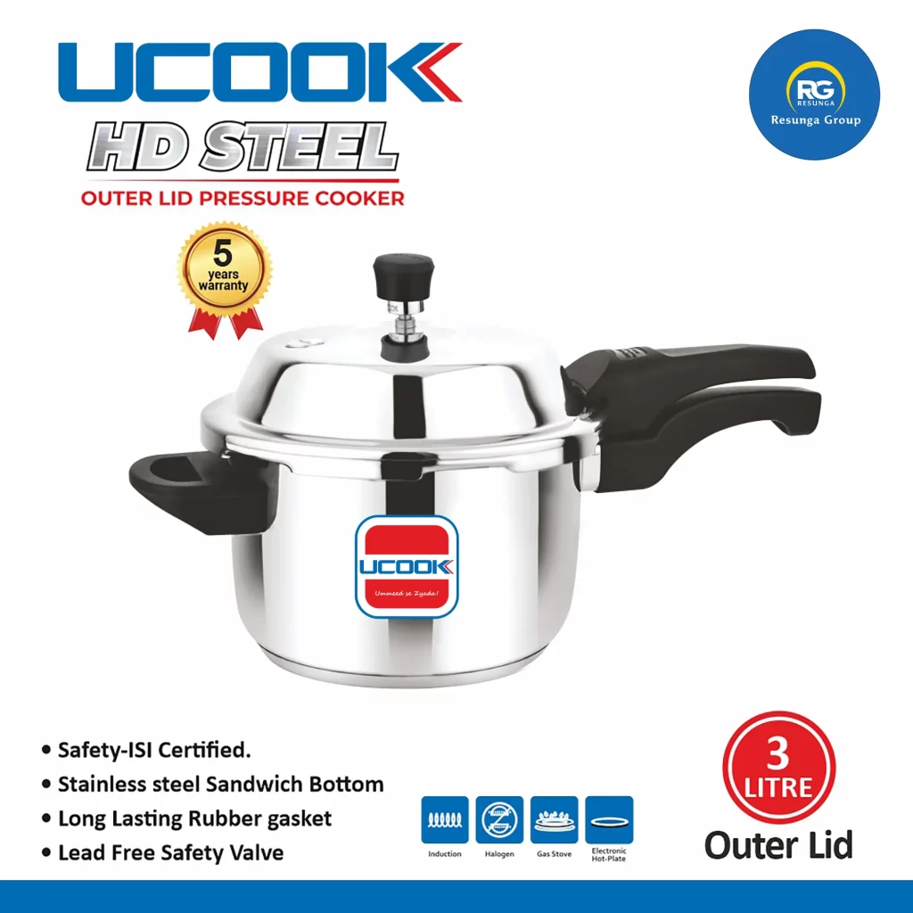 Ucook HD Steel Outer Lid Pressure Cooker 3Ltr