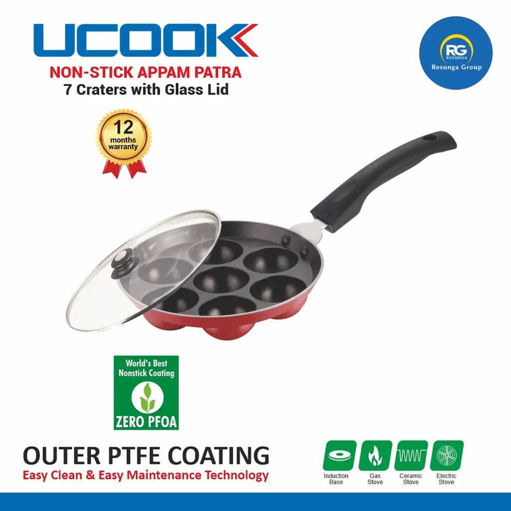 Non-Stick Appam Patra 7 Craters with Glass Lid