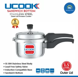 Ucook SS Sandwich Bottom Outer Lid Cooker 1.5Ltr