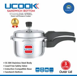 Ucook SS Sandwich Bottom Outer Lid Cooker 3Ltr