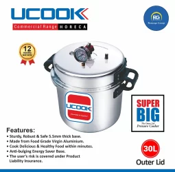 United Regular Inner Lid Non-Induction Pressure Cooker 30Ltr