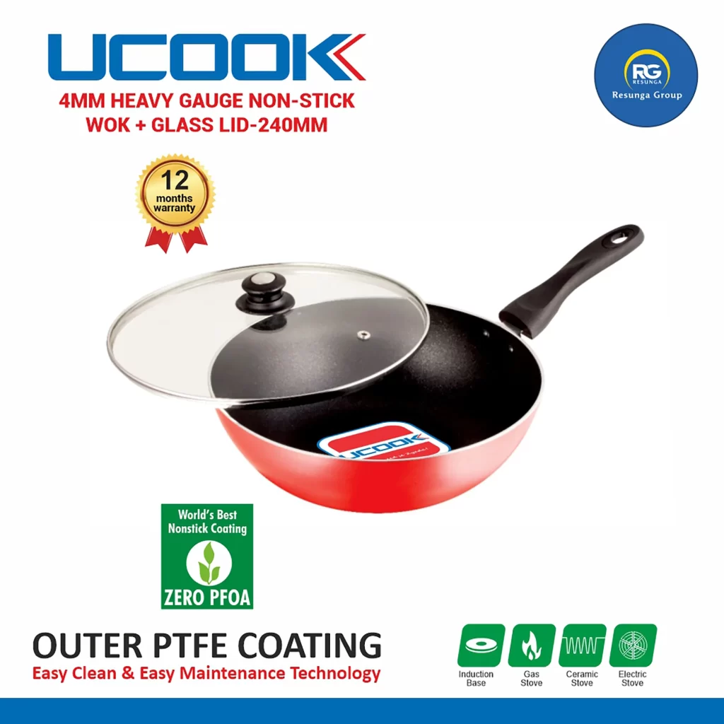 Ucook 4MM Heavy Gauge NS Wok 240mm