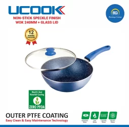 Ucook Non-Stick Speckle Finish Wok 240mm