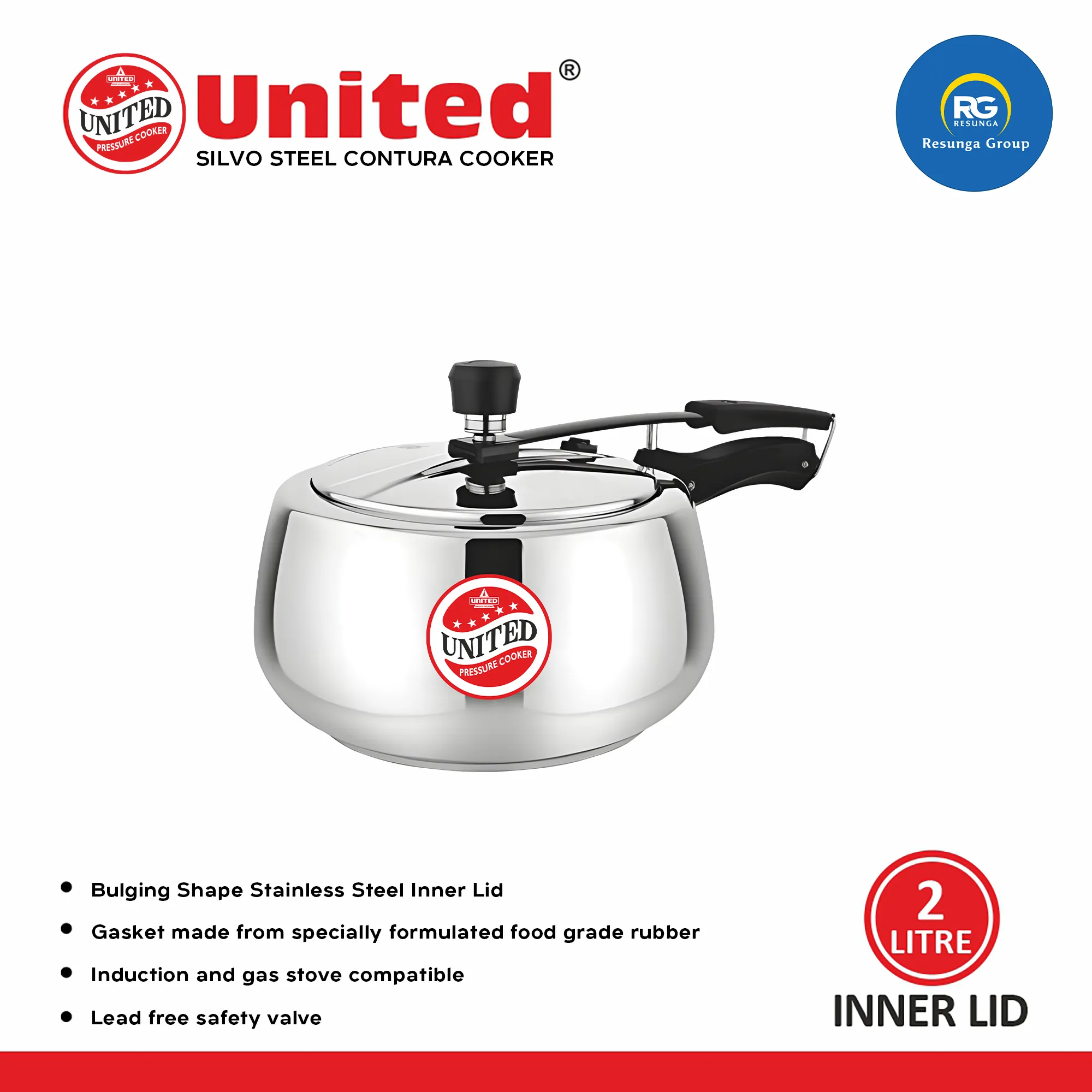 United Silvo Steel Contura Induction Cooker 2Ltr