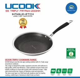 Ucook Stainless Steel Non-Stick Triply Fry Pan 200mm