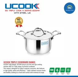 Ucook SS Triply  Cook N Serve with Steel Lid 200mm