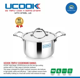 Ucook SS Triply  Cook N Serve with Steel Lid 240mm