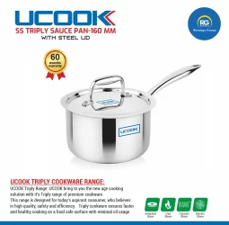 Ucook SS Triply Sauce Pan with Steel Lid 160mm