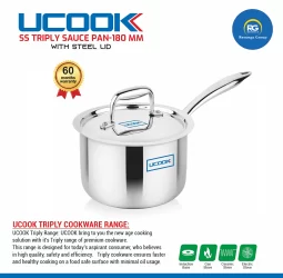 Ucook SS Triply Sauce Pan With Steel Lid 180mm