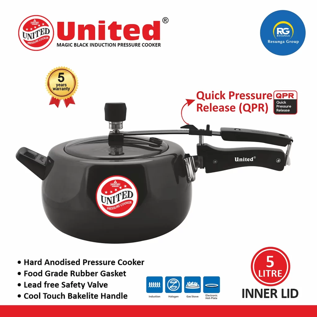 United Magic Black Induction Pressure Cooker 5Ltr