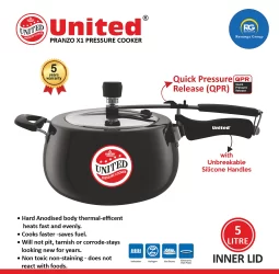 United Pranzo X1 Black Inner Lid Pressure Cooker 5Ltr