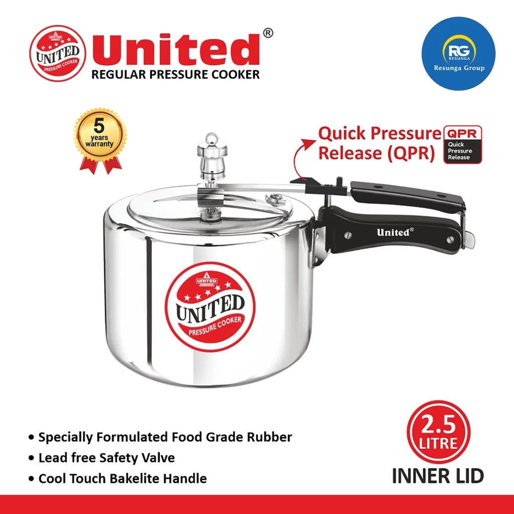 United Regular Inner Lid Non-Induction Pressure Cooker 2.5Ltr