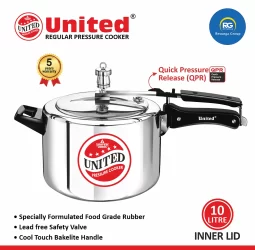 United Regular Inner Lid Non-Induction Pressure Cooker 10Ltr