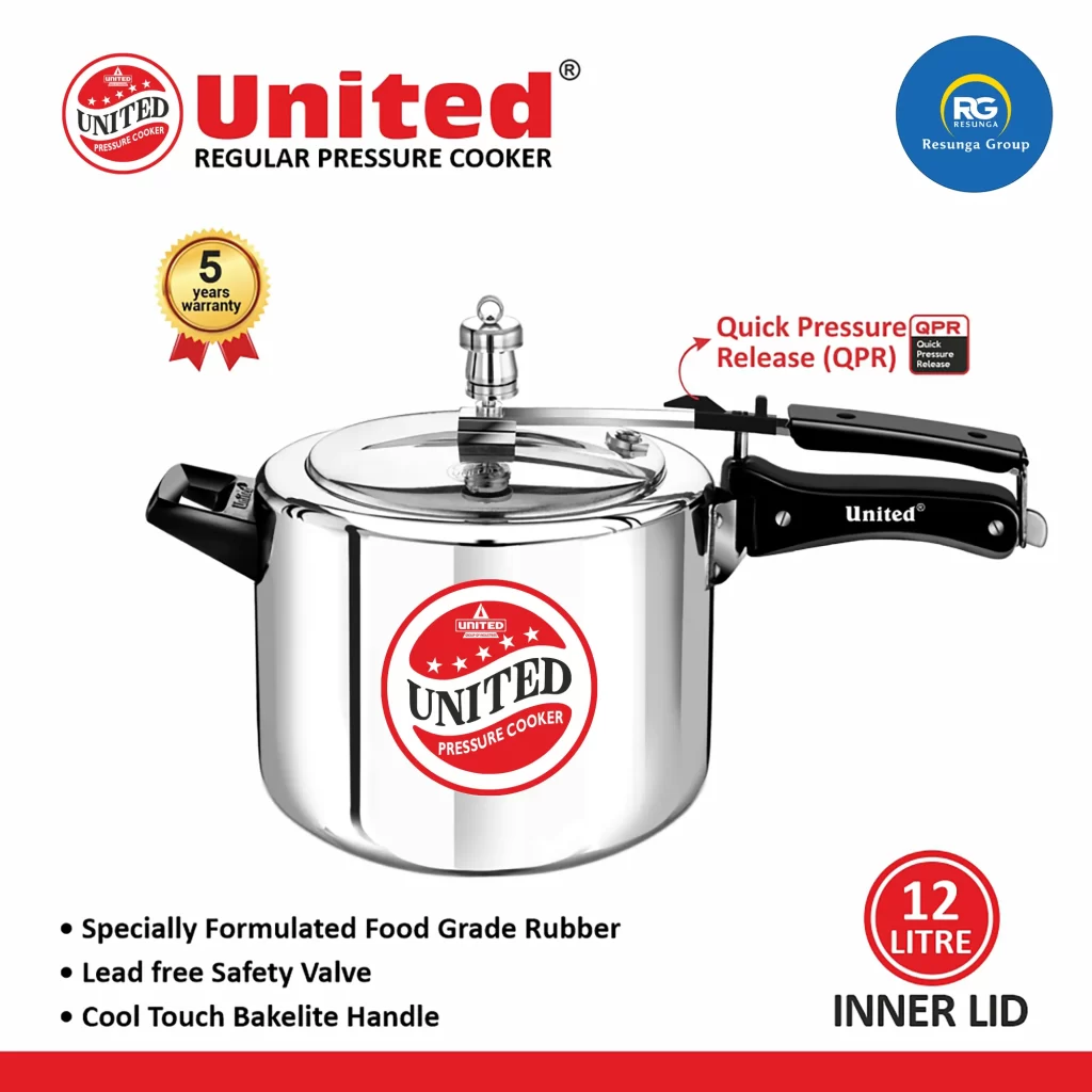 United Regular Inner Lid Non-Induction Pressure Cooker 12Ltr