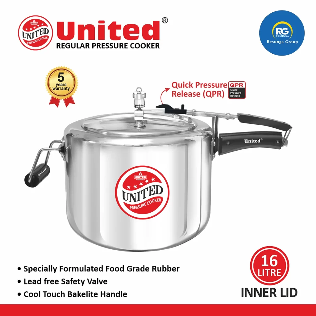 United Regular Inner Lid Non-Induction Pressure Cooker 16Ltr