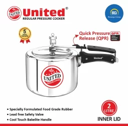 United Regular Inner Lid Non-Induction Pressure Cooker 2Ltr