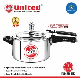 United Regular Inner Lid Non-Induction Pressure Cooker 3Ltr (Wide)