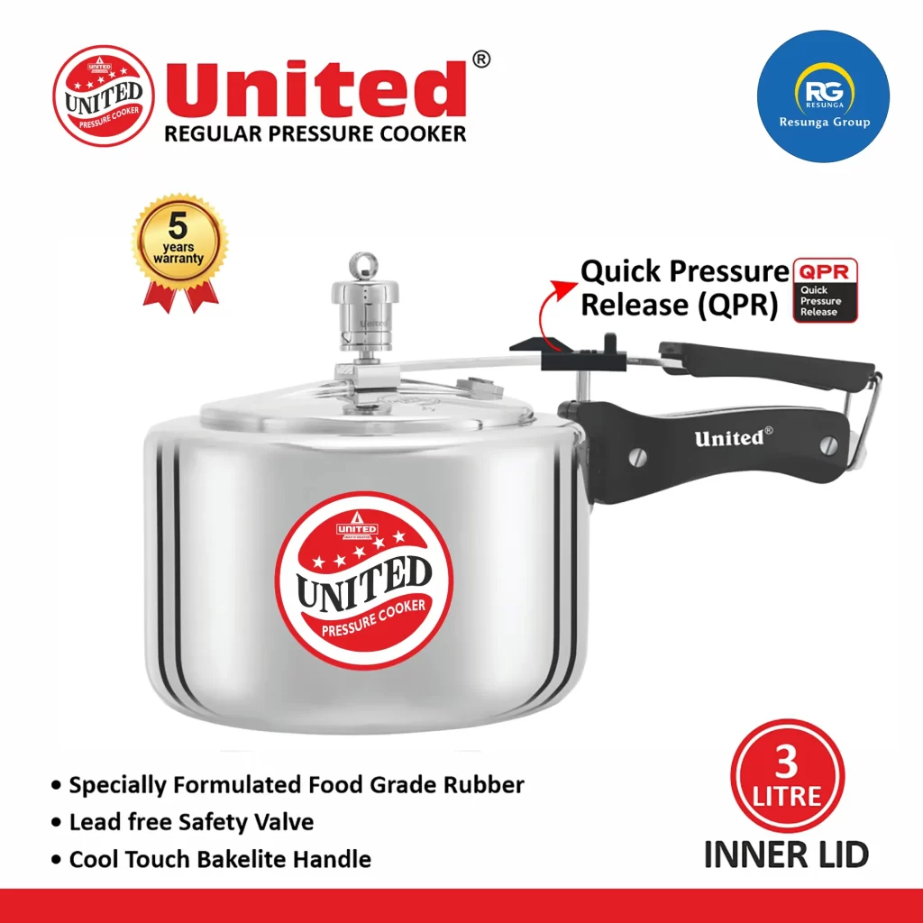 United Regular Inner Lid Non-Induction Pressure Cooker 3Ltr (Tall)