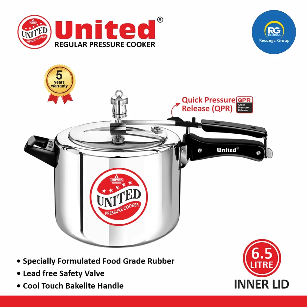 United Regular Inner Lid Non-Induction Pressure Cooker 6.5Ltr