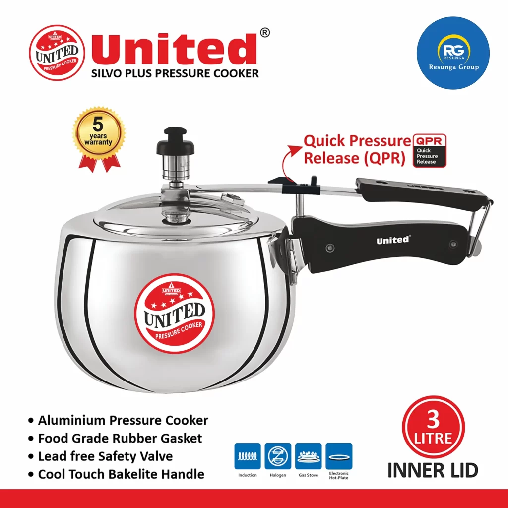 United Silvo Plus Inner Lid Pressure Cooker 3Ltr