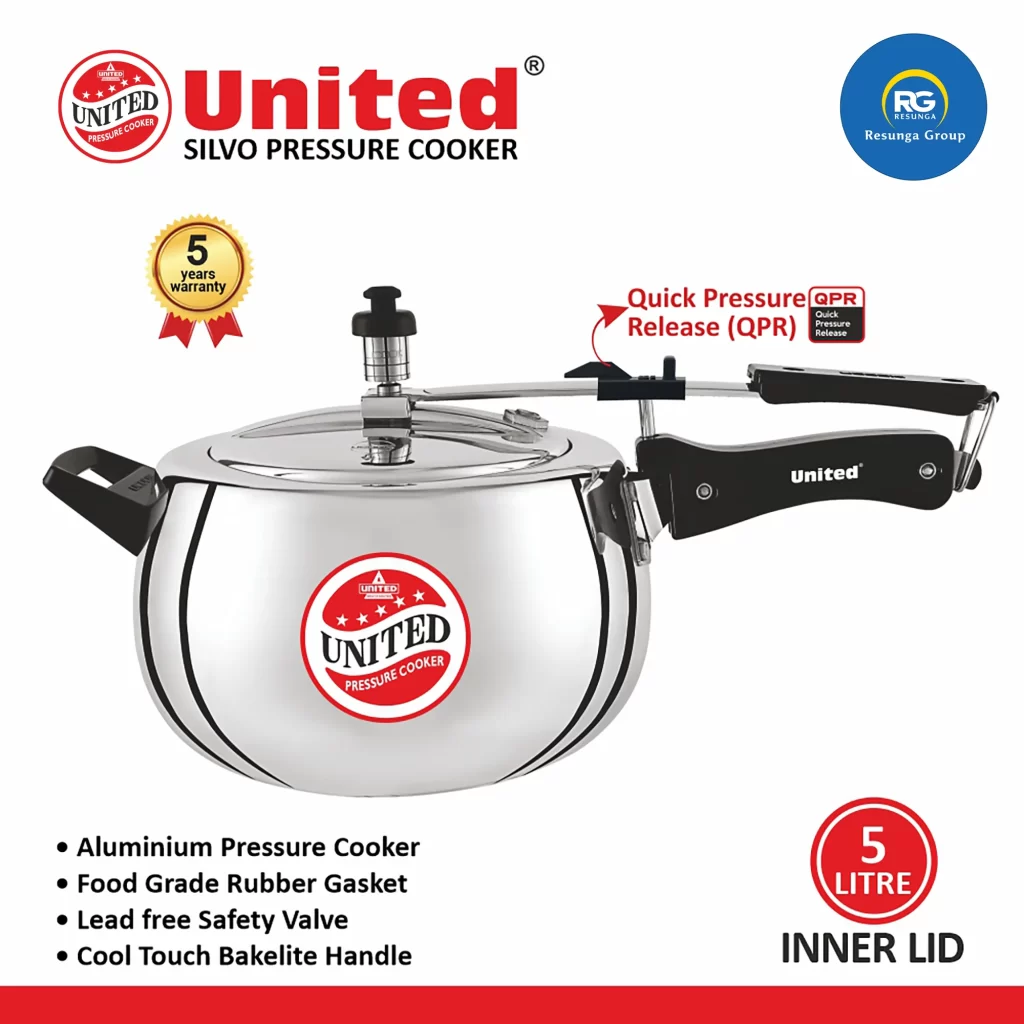 United Silvo Inner Lid Pressure Cooker 5Ltr