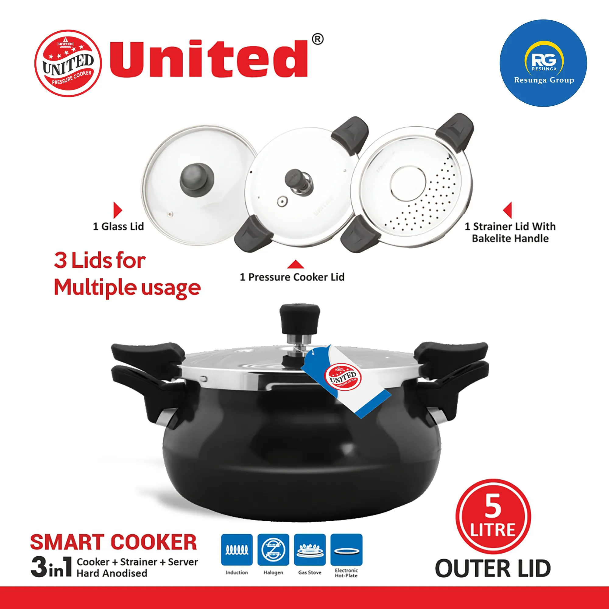 United Smart 3 in 1 Cooker 5Ltr