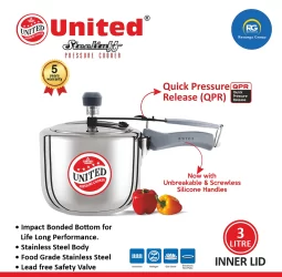 United Steeltuff Inner Lid Pressure Cooker 3Ltr