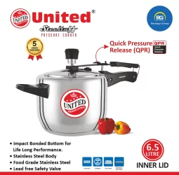 United Steeltuff Inner Lid Pressure Cooker 6.5Ltr