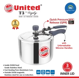 United Triply Stainless Steel Cooker 3Ltr (Wide)