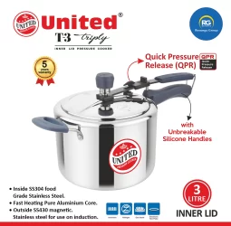 United Triply Stainless Steel Cooker 3Ltr (Tall)