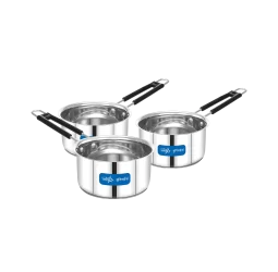 Unirize Stainless Steel Capsule Bottom Sauce Pan Set of 3 Pcs (16x18x20)