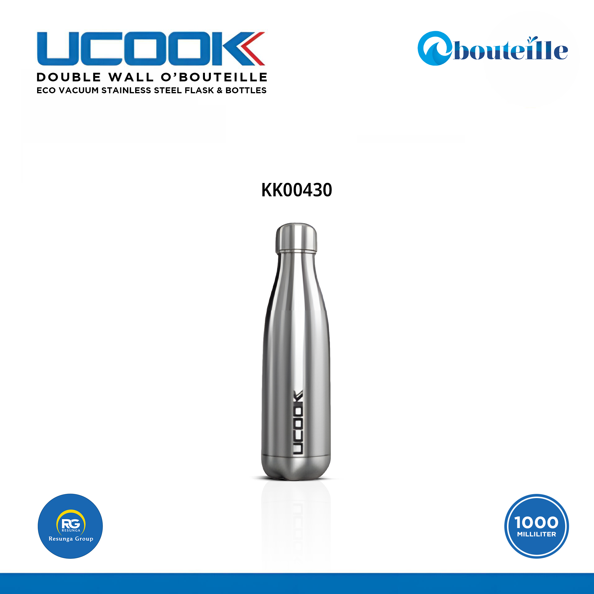 Stainless Steel Double Wall Water Bottle 1000ml (KK00430)