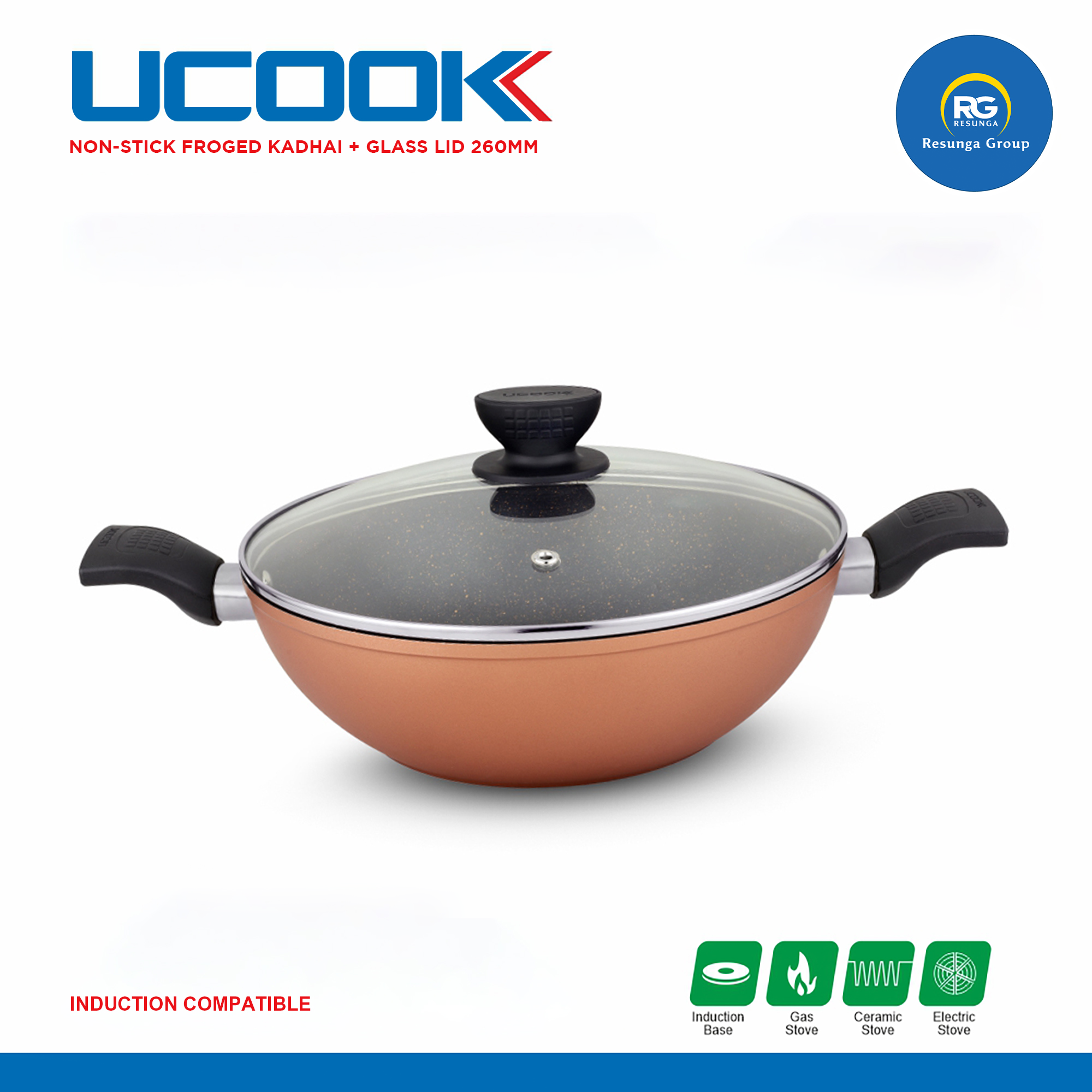 Ucook NS Forged Plus Kadhai with Glass Lid 260mm