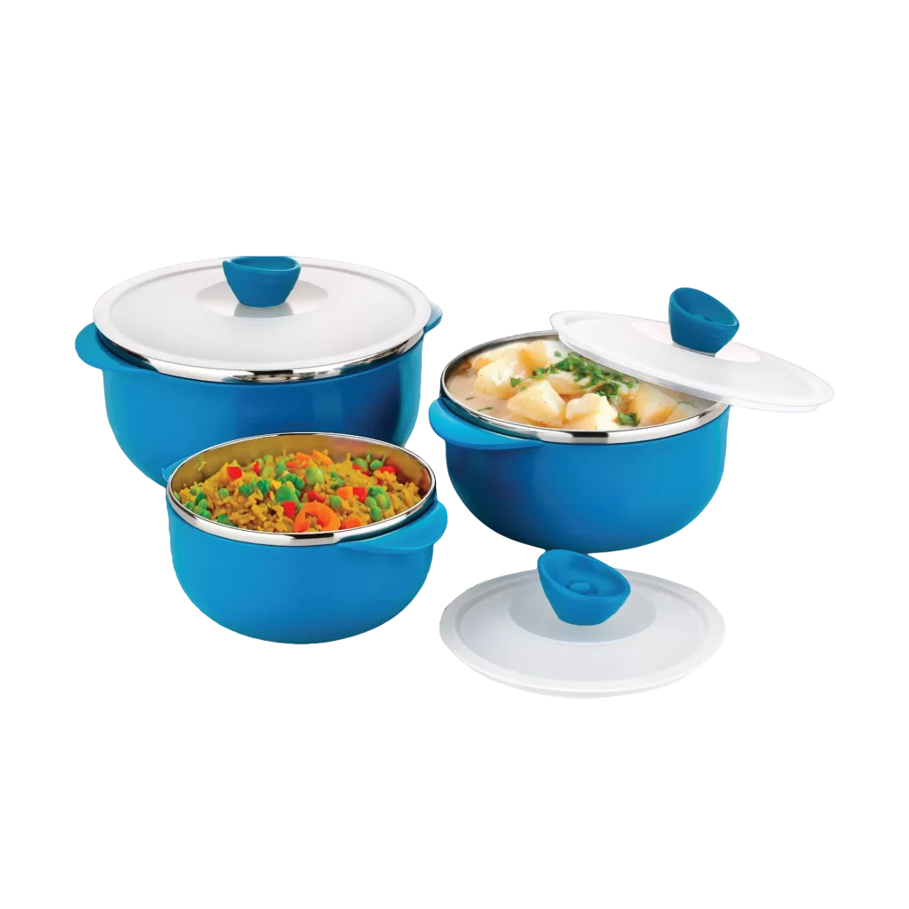 Unirize Serving Bowl with Lid Set of 3 Pcs 1000/1400/2200ml