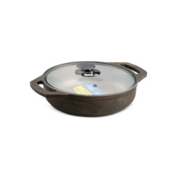 Unirize Cast Iron Kadai with Glass Lid 25cm